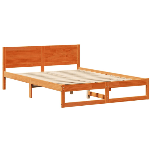 Estrutura de cama de casal simple com cabeceira - Marrom Cera 150 x 200 cm