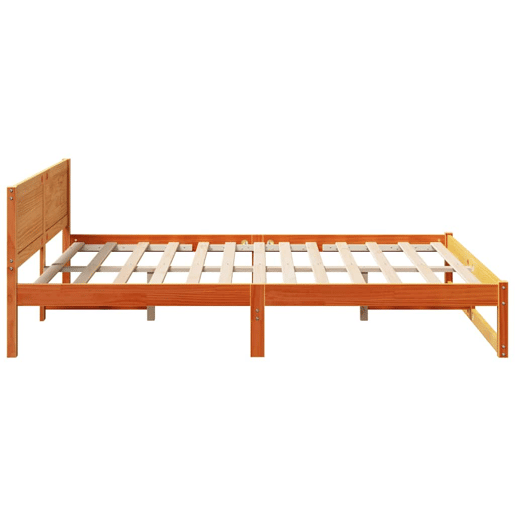 Estrutura de cama de casal simple com cabeceira - Marrom Cera 150 x 200 cm