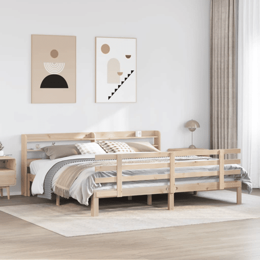 Estrutura de Cama de casal simple com cabeceira 180x200 cm pinho maciço