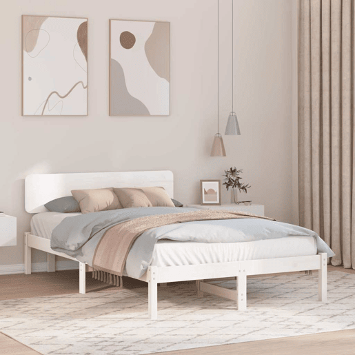 Estrutura da Cama de casal simple com cabeceira Branco 135 x 190 cm