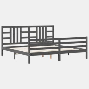 Estrutura de Cama de casal moderno com cabeceira 200x200 cm madeira maciça cinza