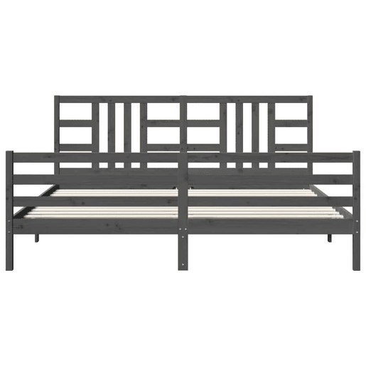 Estrutura de Cama de casal moderno com cabeceira 200x200 cm madeira maciça cinza