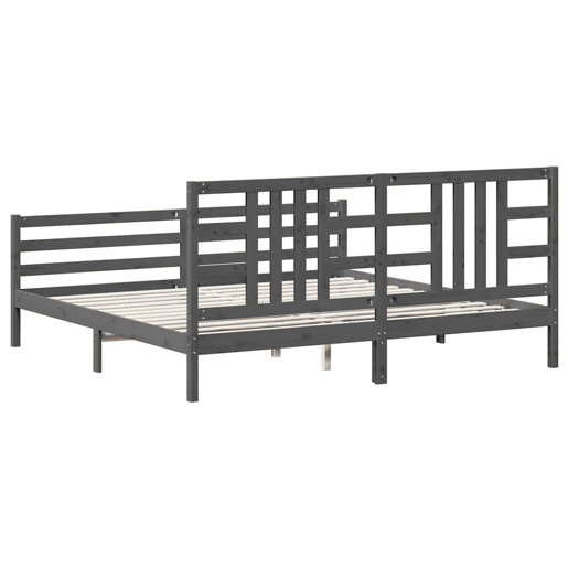 Estrutura de Cama de casal moderno com cabeceira 200x200 cm madeira maciça cinza