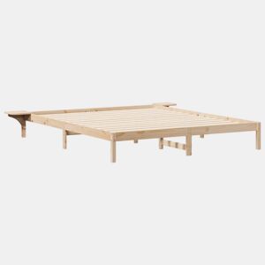 Estrutura de Cama de casal moderno com Mesas Laterais Natural 200 x 210 cm