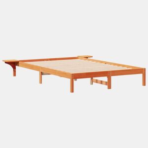 Estrutura de Cama de casal moderno com Mesas Laterais Marrom Cera 140 x 220 cm