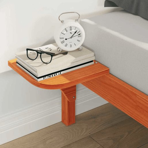 Estrutura de Cama de casal moderno com Mesas Laterais Marrom Cera 140 x 220 cm