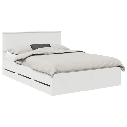 Estrutura De Cama De Casal Moderno - Branco 140 x 190 cm Madeira de Engenharia