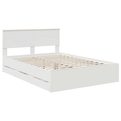 Estrutura De Cama De Casal Moderno - Branco 140 x 190 cm Madeira de Engenharia