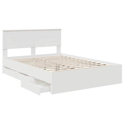 Estrutura De Cama De Casal Moderno - Branco 140 x 190 cm Madeira de Engenharia