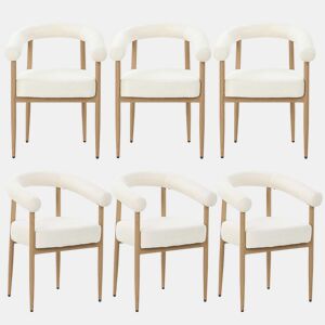 Conjunto de 6 cadeiras de jantar - estofadas e confortáveis, estrutura metálica resistente, design moderno para famílias numerosas - branco
