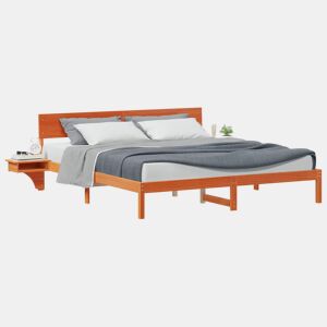 Estrutura de cama de casal simple com cabeceira - Marrom Cera 180 x 200 cm