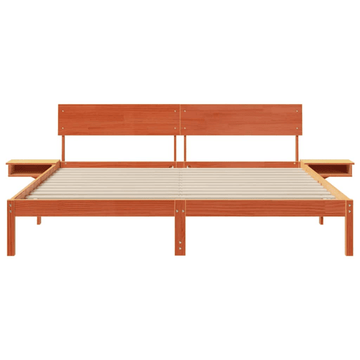 Estrutura de cama de casal simple com cabeceira - Marrom Cera 180 x 200 cm