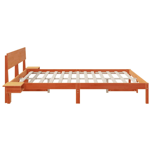 Estrutura de cama de casal simple com cabeceira - Marrom Cera 180 x 200 cm
