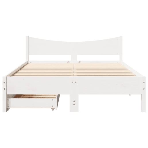 Estrutura de Cama de casal moderno com gavetas - 135x190 cm pinho maciço branco