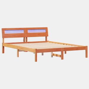 Estrutura de cama de casal simple com cabeceira - Marrom Cera 150 x 200 cm