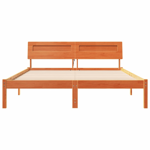 Estrutura de cama de casal simple com cabeceira - Marrom Cera 150 x 200 cm