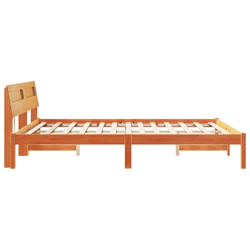 Estrutura de cama de casal simple com cabeceira - Marrom Cera 150 x 200 cm