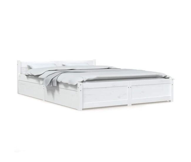 Estructura de cama Doble matrimonial con cajones blanco 140x200 cm