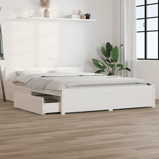 Estrutura de Cama de casal moderno com gavetas - 140x200 cm branco