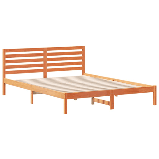 Estrutura de cama de casal simple com cabeceira - Marrom Cera 160 x 220 cm