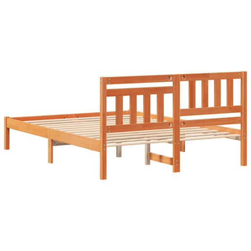 Estrutura de cama de casal simple com cabeceira - Marrom Cera 140 x 190 cm