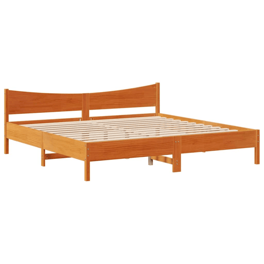 Estrutura de Cama de casal simple c gavetas 180x200 cm pinho castanho cera