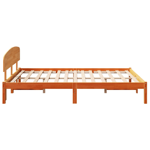 Estrutura de cama de casal simple com cabeceira - Marrom Cera 150 x 200 cm