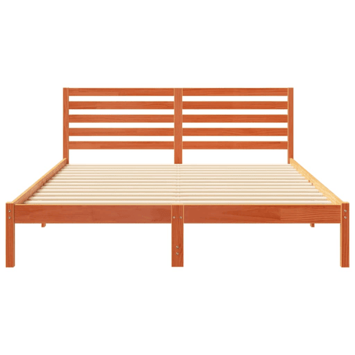 Estrutura de cama de casal simple com cabeceira - Marrom Cera 160 x 210 cm