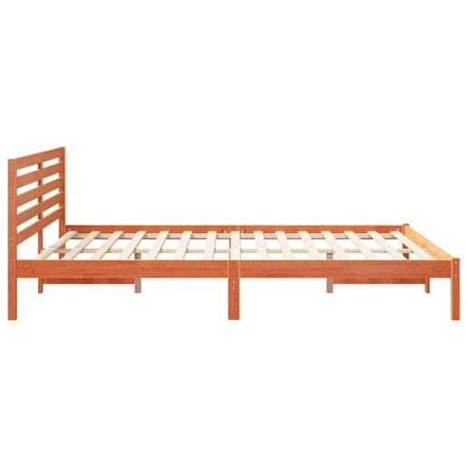 Estrutura de cama de casal simple com cabeceira - Marrom Cera 160 x 210 cm