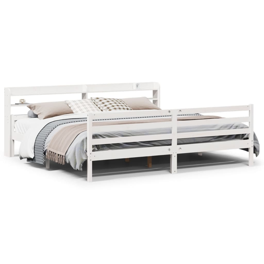 Estructura de cama doble matrimonial con cabecero - blanco 200x200 cm