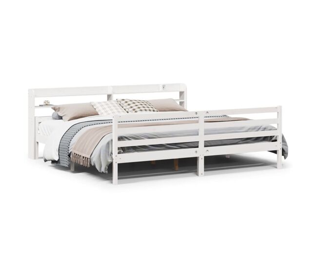 Estructura de cama doble matrimonial con cabecero - blanco 200x200 cm