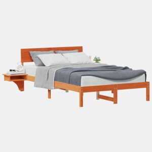 Estrutura de cama de casal simple com cabeceira - Marrom Cera 140 x 190 cm