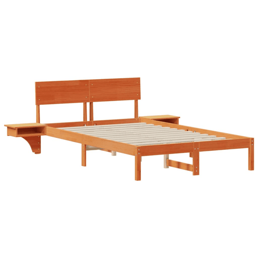 Estrutura de cama de casal simple com cabeceira - Marrom Cera 140 x 190 cm