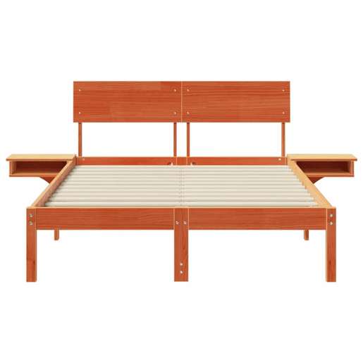 Estrutura de cama de casal simple com cabeceira - Marrom Cera 140 x 190 cm