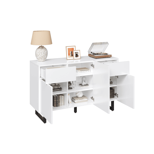 Aparador 120 cm - Grande capacidade de armazenamento, gavetas e portas - Branco