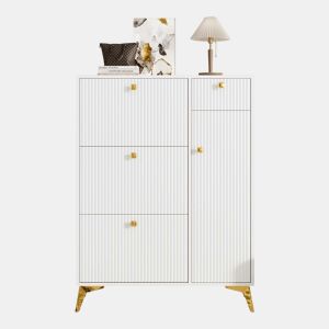 Armário estreito 121 x 90 x 25 cm - 3 portas basculantes, 1 gaveta e 1 porta - branco