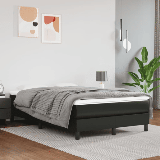 Estrutura de Cama de casal moderno com molas 120x200 cm couro artificial preto