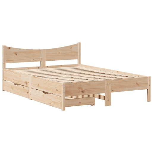 Estrutura De Cama De Casal Moderno c gavetas - 135x190 cm madeira de pinho maciça