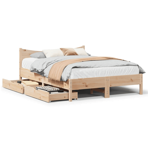 Estrutura De Cama De Casal Moderno c gavetas - 135x190 cm madeira de pinho maciça
