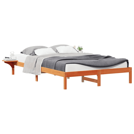 Estrutura de Cama de casal moderno com Mesas Laterais Marrom Cera 160 x 220 cm