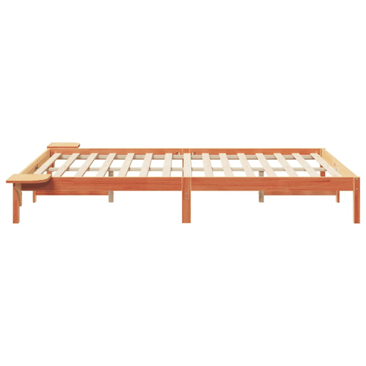 Estrutura de Cama de casal moderno com Mesas Laterais Marrom Cera 160 x 220 cm