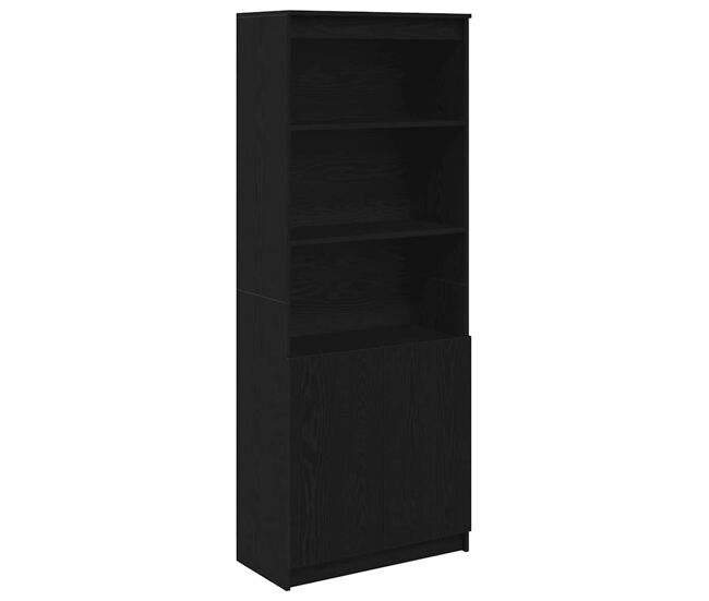 Aparador alto - mueble de almacenamiento roble negro 70x35x180 cm madera de ingeniería es1612