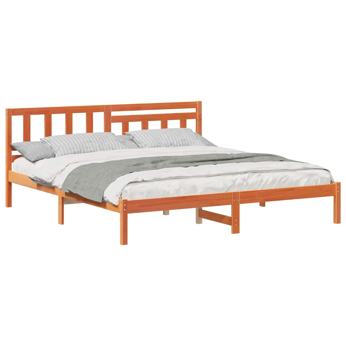 Estructura de cama matrimonial estilo con cabecera marrón cera 180 x 200 cm