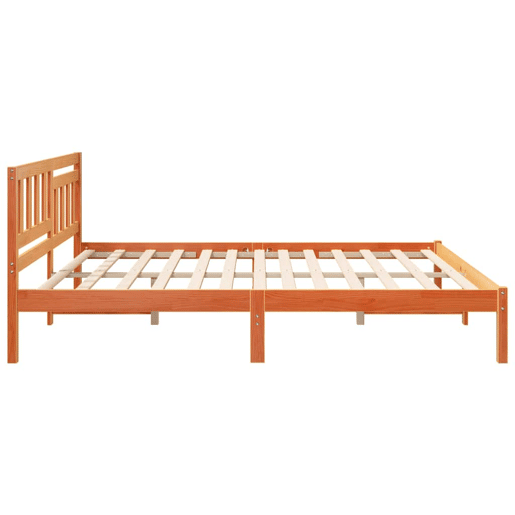 Estrutura de cama de casal simple com cabeceira - Marrom Cera 180 x 200 cm