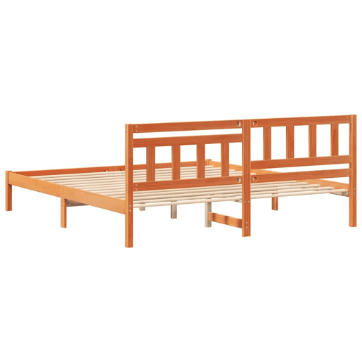 Estrutura de cama de casal simple com cabeceira - Marrom Cera 180 x 200 cm