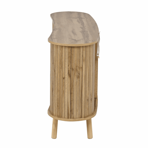 Aparador u2014 design com ranhuras, 2 portas de correr, 3 gavetas, compartimentos com altura ajustável, pés em madeira maciça, estilo escandinavo moderno, MDF - natural