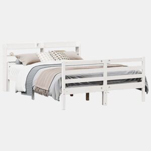 Estrutura De Cama De Casal c cabeceira - 135x190 cm pinho maciço branco