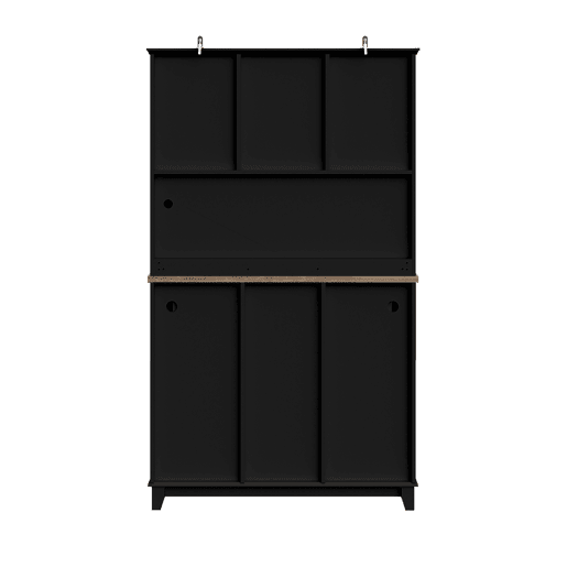 Aparador 106 x 40 x 179,5 cm - Vitrina com prateleiras ajustáveis e LED - Preto