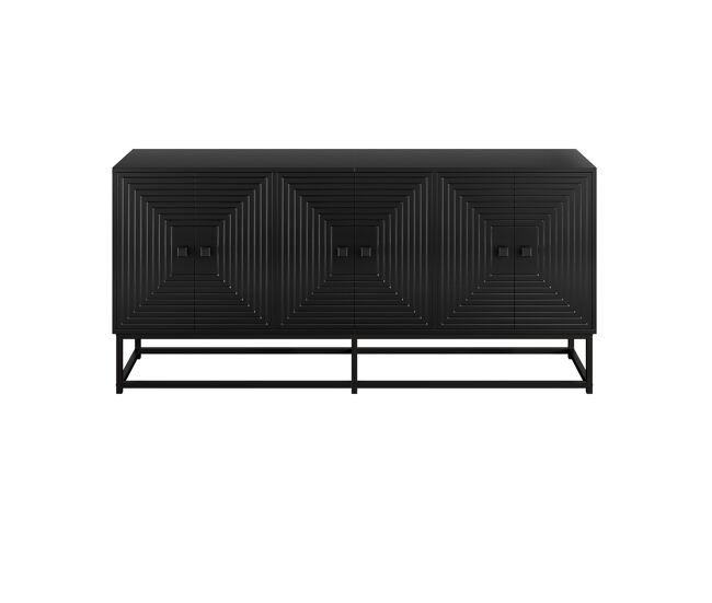 Aparador 3 puertas dobles - gran capacidad, acabado mate - negro