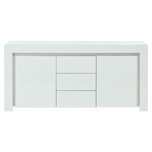 Aparador 140x40x65 cm - 3 gavetas, 2 portas, com LED - Branco